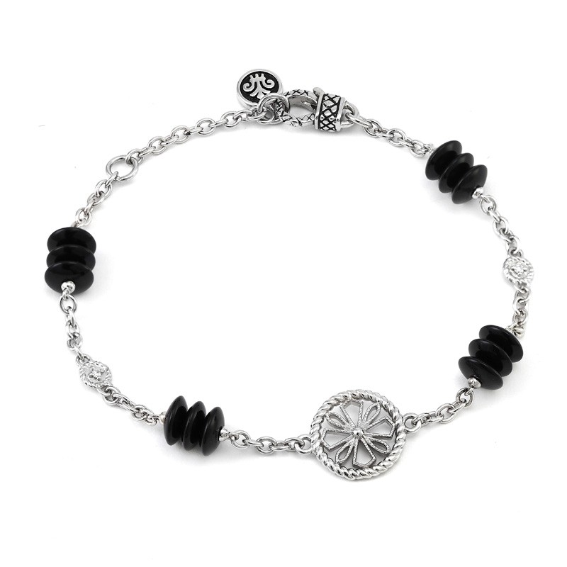 Silver Onyx/Diamond Bracelet (7