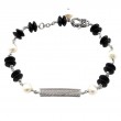 Silver Diamond/Onyx/Pearl Bracelet (7