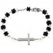Silver Diamond/Onyx/Pearl Bracelet (7