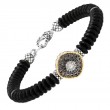 18K/Silver Onyx Diamond Bangle