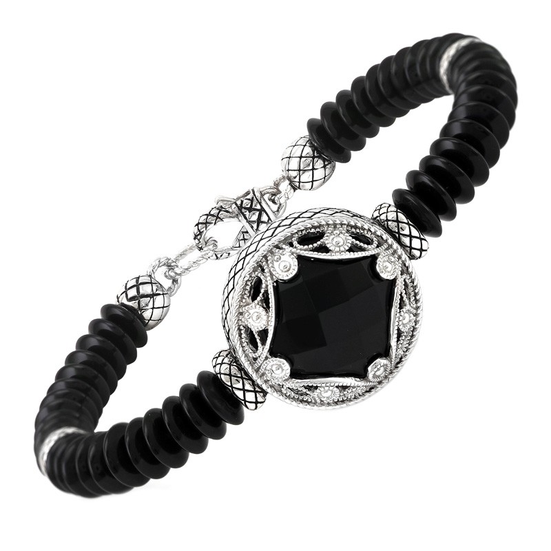 Silver Onyx Bangle