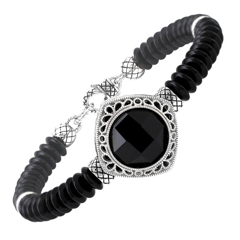Silver Onyx Bangle