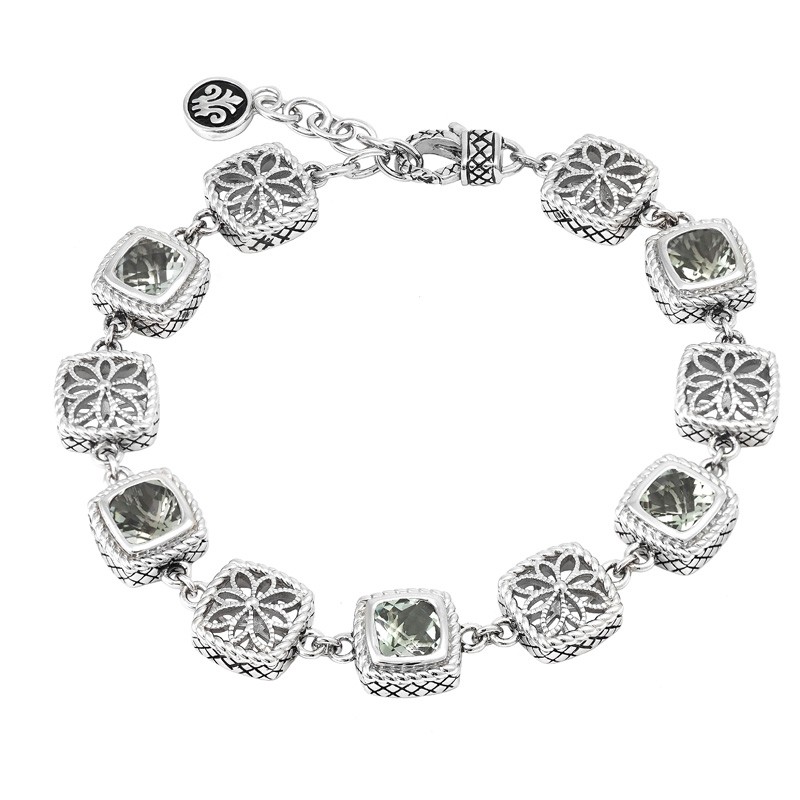 Silver Green Amethyst Bracelet (7
