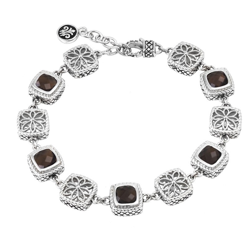 Silver Smoky Quartz Bracelet (7