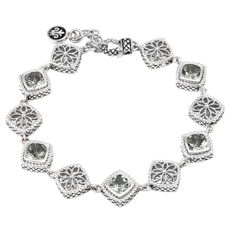 Silver Green Amethyst Bracelet (7