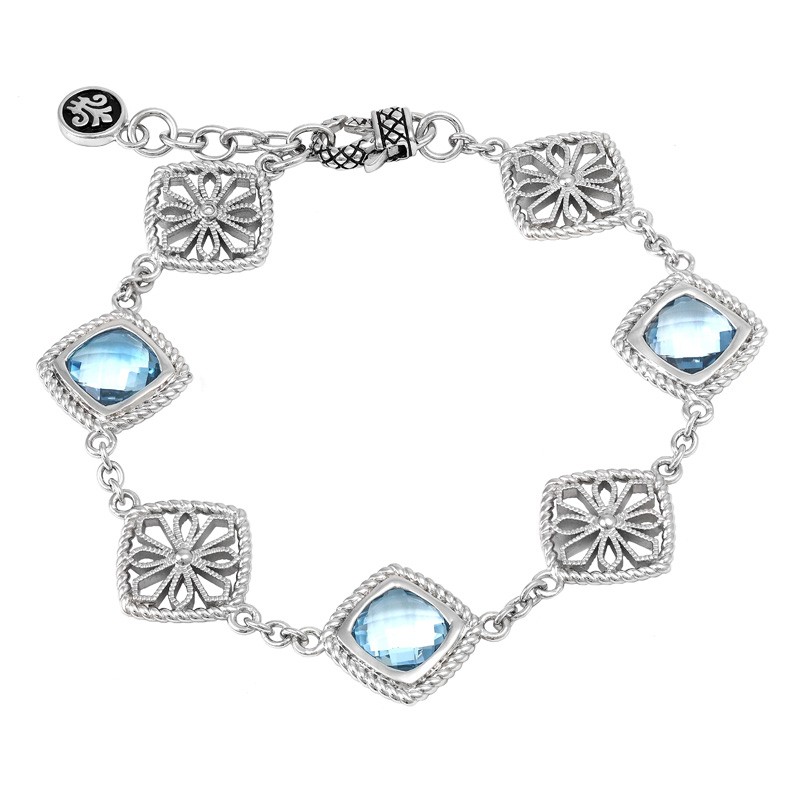 Silver Blue Topaz/Diamond Bracelet (7