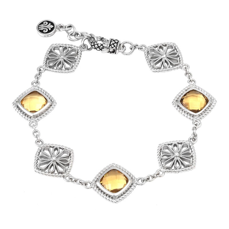 Silver Citrine/Diamond Bracelet  (7
