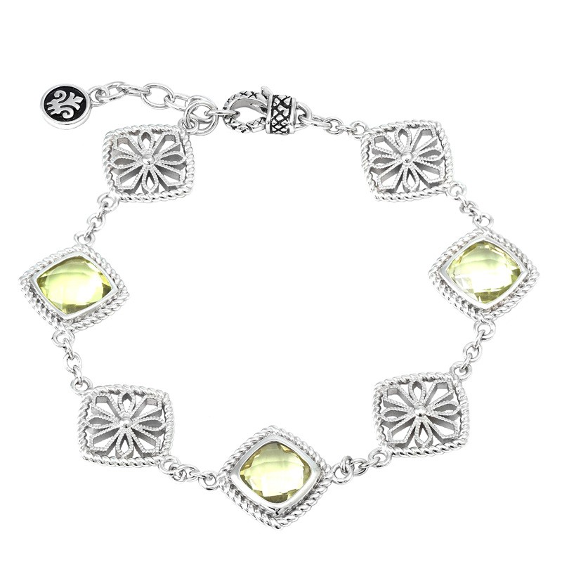 Silver Lemon Quartz/Diamond Bracelet  (7