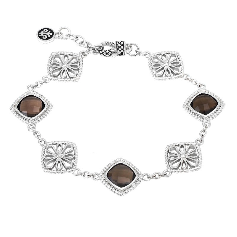Silver Smoky Quartz/Diamond Bracelet  (7