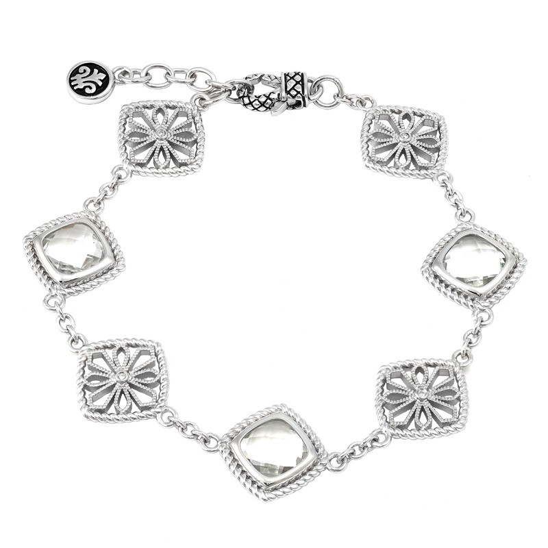 Silver White Topaz/Diamond Bracelet  (7