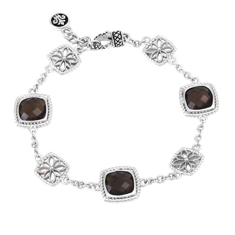 Silver Smoky Quartz Bracelet (7
