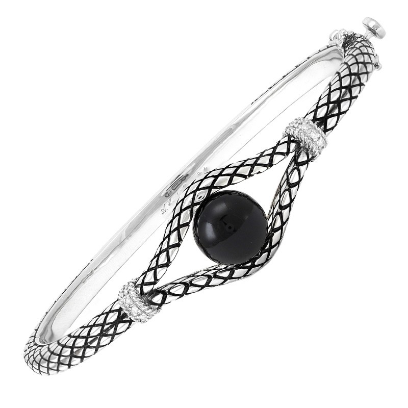 Silver Onyx Bangle