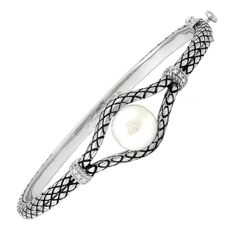 Silver Pearl Bangle