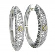 18K/Silver Dia Hoop Earrings