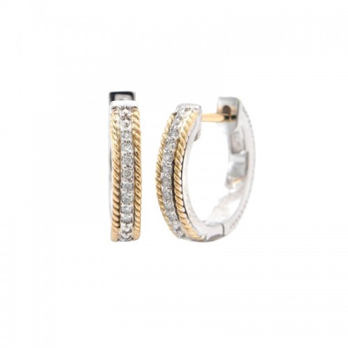 18K/Silver Diamond Hoops
