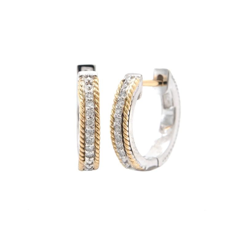 18K/Silver Diamond Hoops