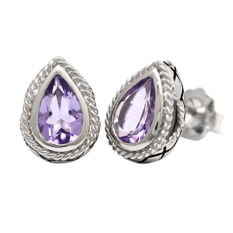 Silver Pink Amethyst Earrings