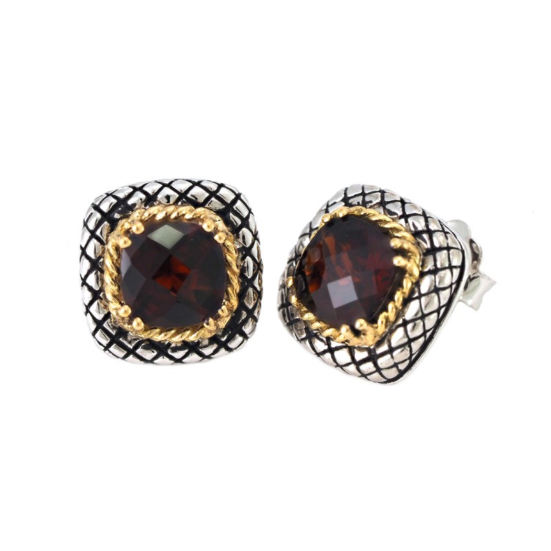 18K/Silv 7M Cush Garnet Er