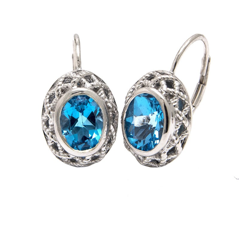 Silver Blue Topaz Earrings