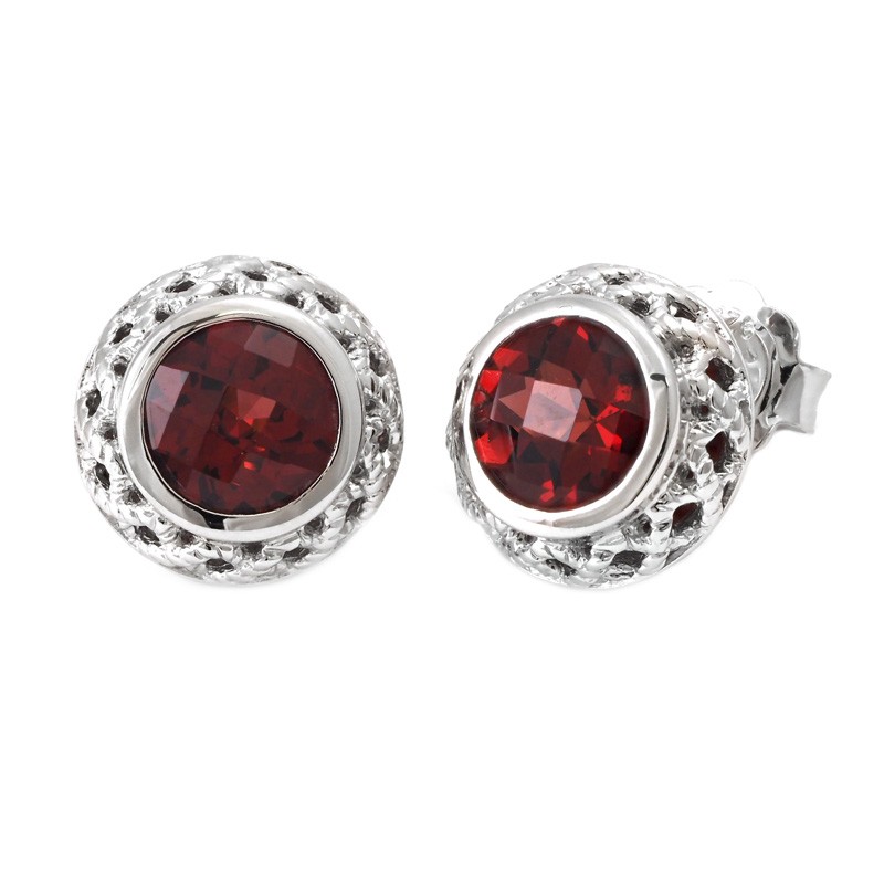 Silver Garnet Earrings