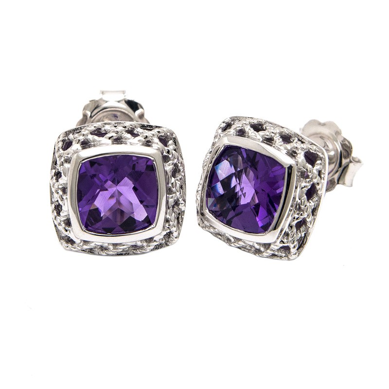 Silver Amethyst Earrings