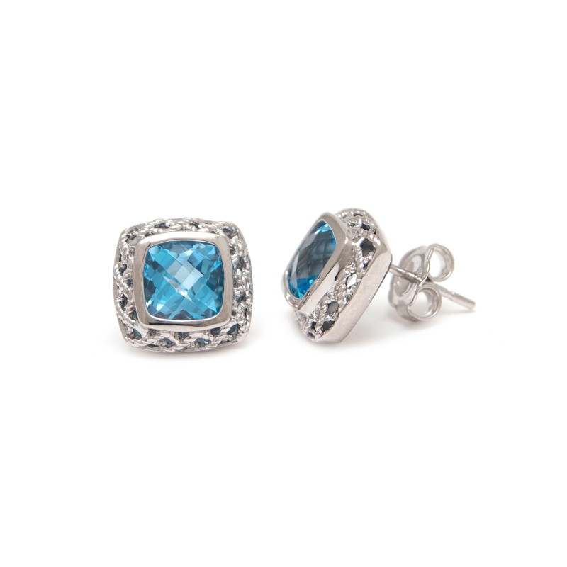 Silver Blue Topaz Earrings