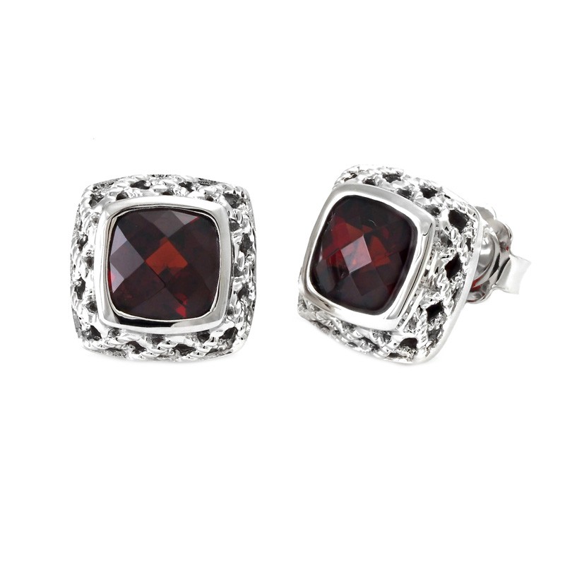 Silver Garnet Earrings