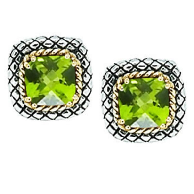 18K/Silv 7M Cush Peridot Er