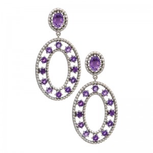 Sterling Silver Cava Round Prong Amethyst Earring