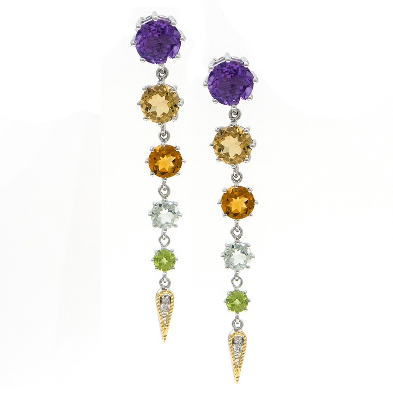 18K/Silver Multi Gem Earrings