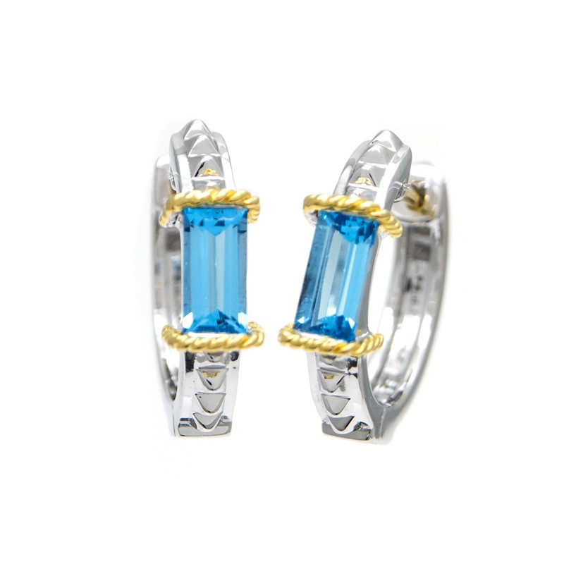 18K/Silver Blue Topaz Earrings