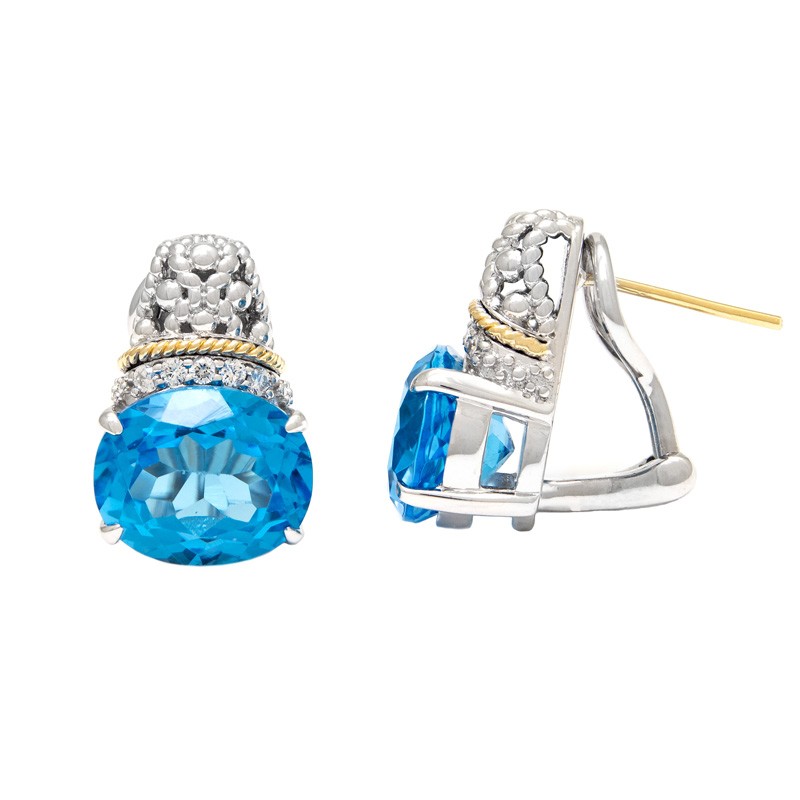 18K/Silver Blue Topaz Earrings