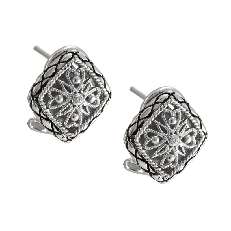 Silver Diamond Earrings