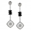 Silver Onyx/Diamond Earrings
