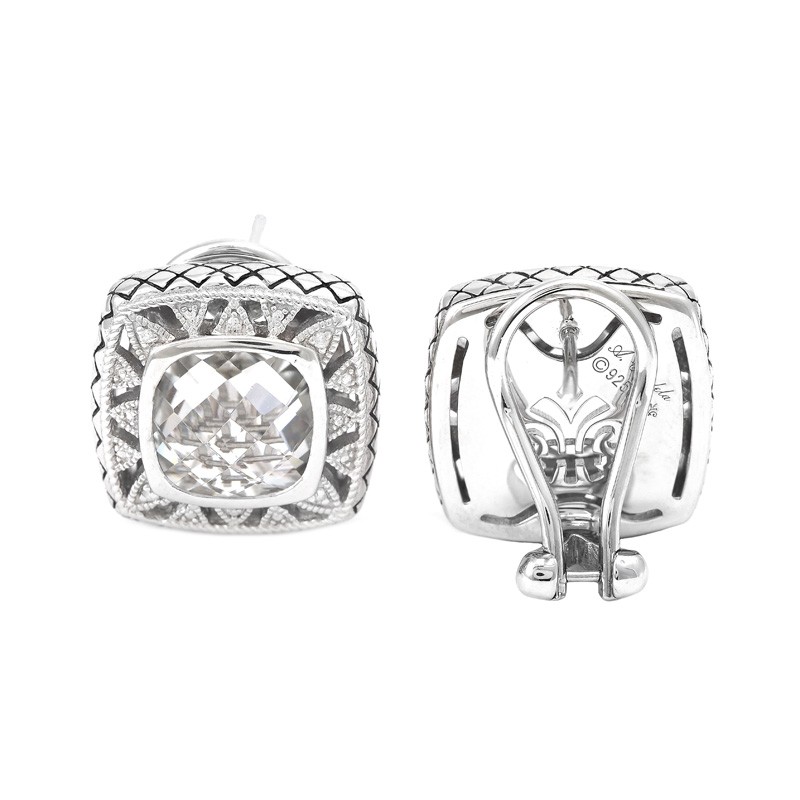 Silver Diamond/White Topaz Earrings