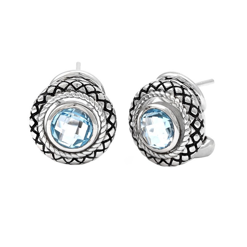 Silver Blue Topaz Earrings