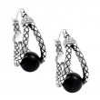 Silver Onyx/Diamond Earrings