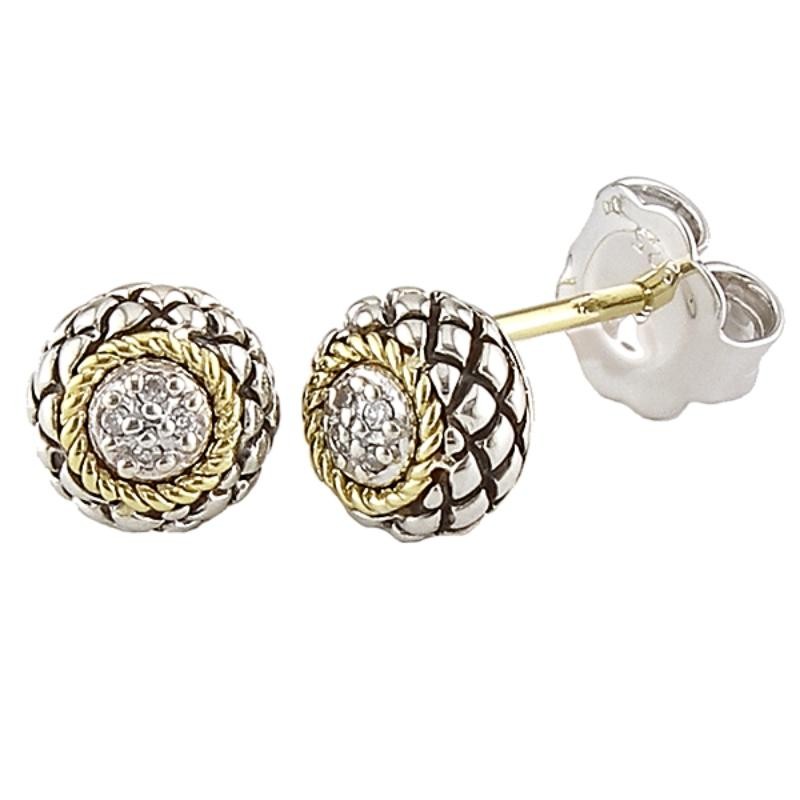 18K/Silv .04 Diamond Stud Earring