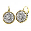 18K/Silver Dia Antique Round Flower Earrings
