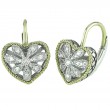 18K/Silver Dia Antique Heart Flower Earrings