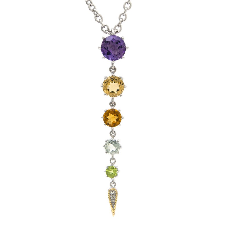 18K/Silver Multi Gem Necklace
