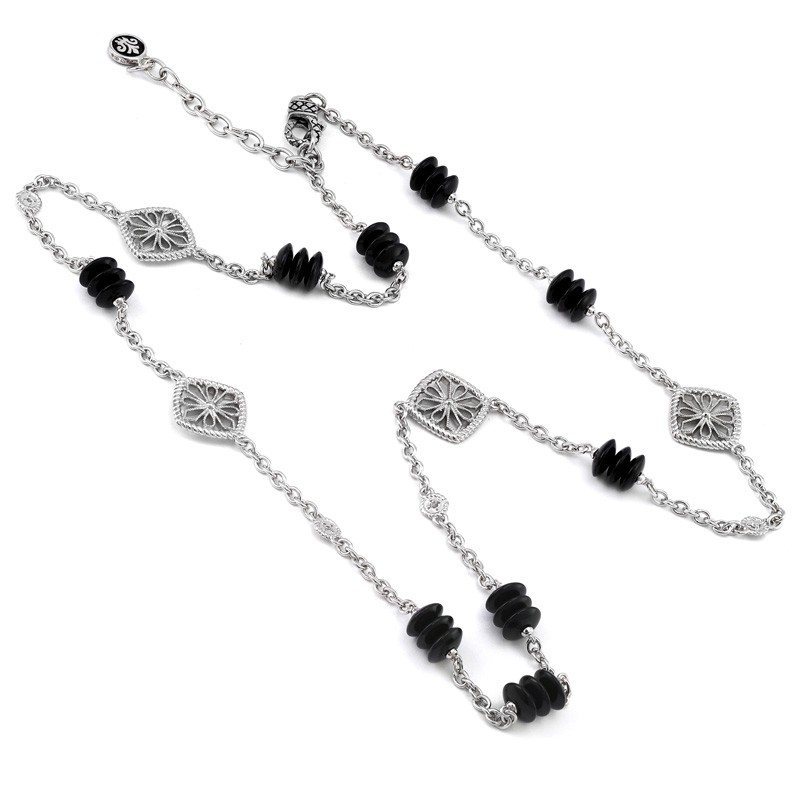 Silver Onyx/Diamond Necklace (22