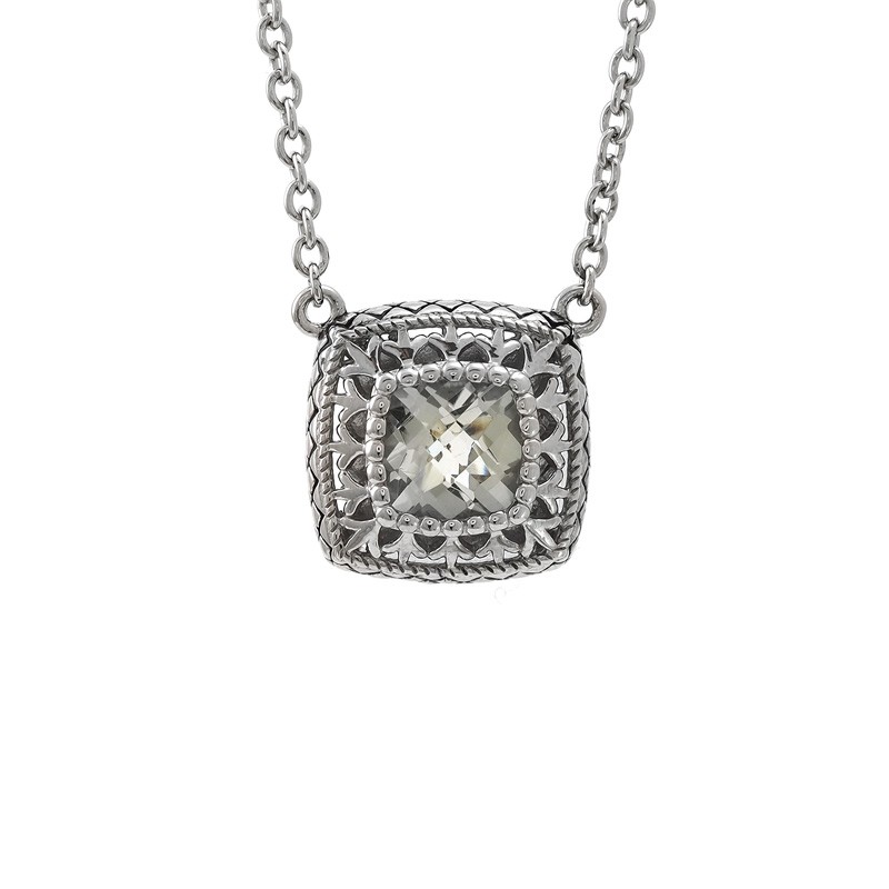 Silver Green Amethyst Necklace