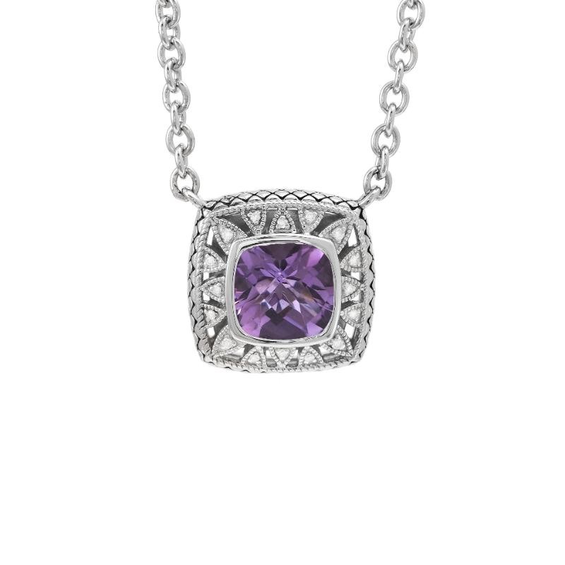 Silver Diamond/Amethyst Necklace