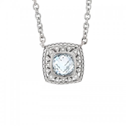 Silver Diamond/Blue Topaz Necklace