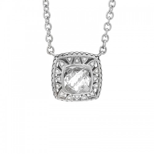 Silver Diamond/White Topaz Necklace
