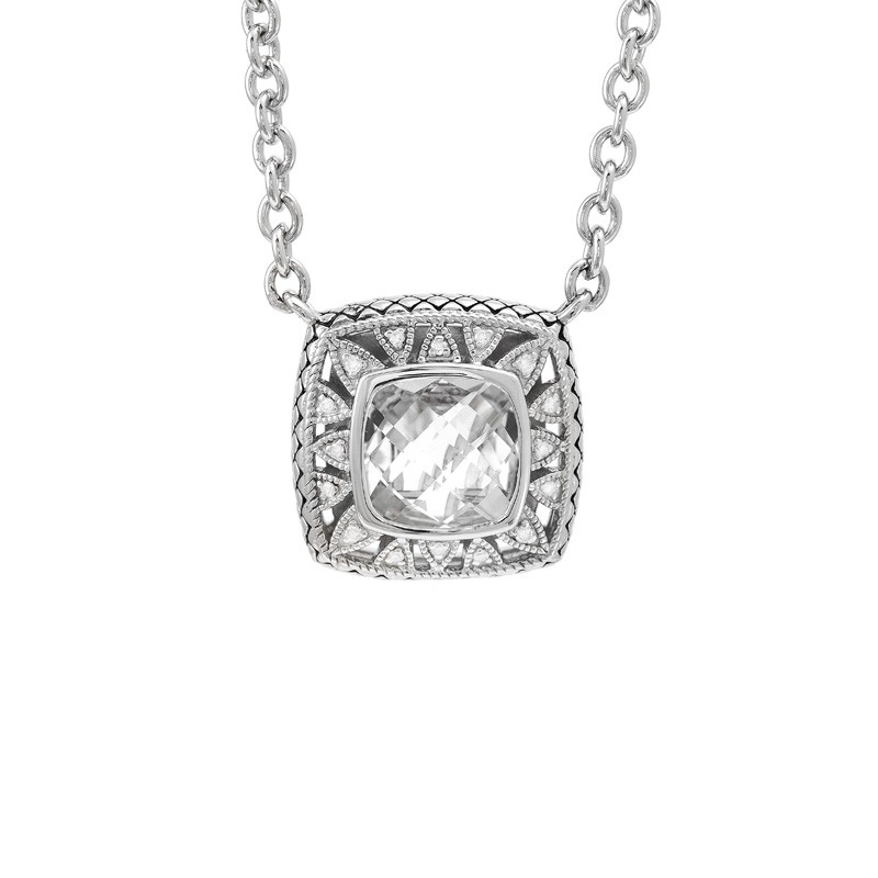 Silver Diamond/White Topaz Necklace