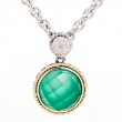 18K/Silver Diamond Green Agate Doublet Necklace