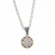 18K/Silver Dia Antique Rd. Flower Pendant