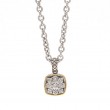 18K/Silver Dia Antique Look Sq Pendant